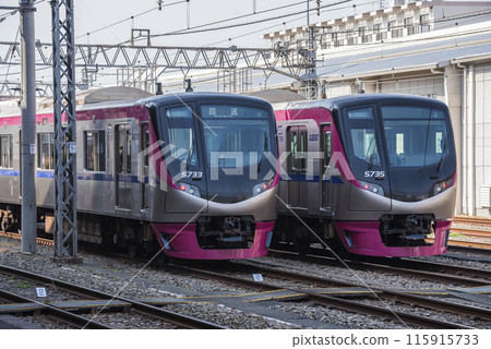 Keio Line Shinjuku bound train Takahatafudo Station Keio 5000 series Keio Line Shinjuku bound train Keio Line Shinjuku bound train Takahatafudo Station Keio 5000 series Keio Line Shinjuku bound train 115915733