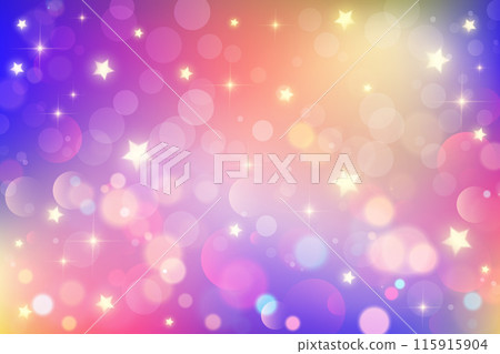 Rainbow unicorn background. Pastel pink sky with glitter and stars. Colored magic galaxy. Cute vector purple space with fairy sparkles and bokeh. Gradient space illustration. Rainbow unicorn background. Pastel pink sky with glitter and stars. Colored magic galaxy. Cute vector purple space with fairy sparkles and bokeh. Gradient space illustration. 115915904