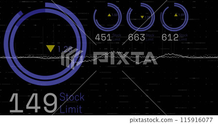 Image of data processing on black background 115916077