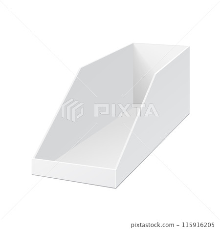 Empty cardboard POS POI blank display show box holder for sale. Vector Empty cardboard POS POI blank display show box holder for sale. Vector 115916205