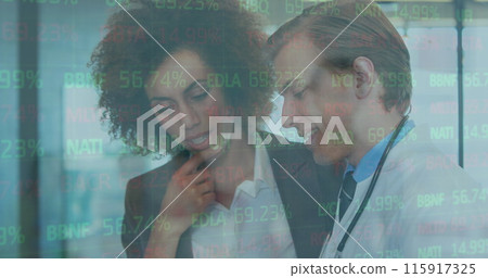 Image of financial data processing over diverse doctors Image of financial data processing over diverse doctors 115917325