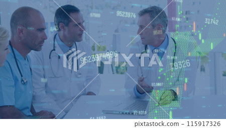 Image of financial data processing over diverse doctors Image of financial data processing over diverse doctors 115917326