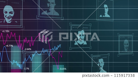 Image of graphs and user photos on dark background Image of graphs and user photos on dark background 115917338