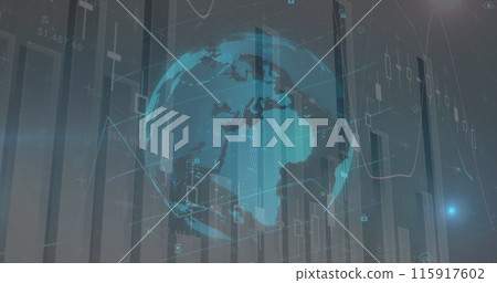 Image of globe over data processing 115917602