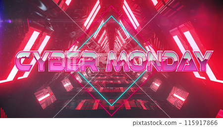 Image of cyber monday text over neon tunnel 115917866
