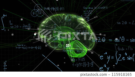 Image of human brain spinning and data processing 115918165
