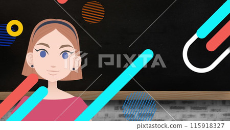 Image of teacher icon over shapes 115918327
