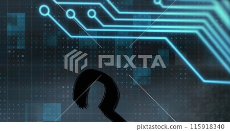 Image of data processing over question mark 115918340