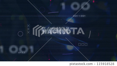 Image of hacked text and data processing over computer motherboard 115918528