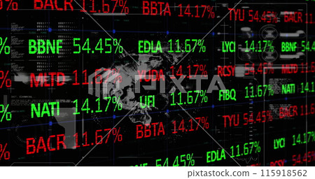 Image of globe over data processing Image of globe over data processing 115918562