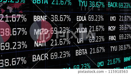 Image of stock market over data processing Image of stock market over data processing 115918563