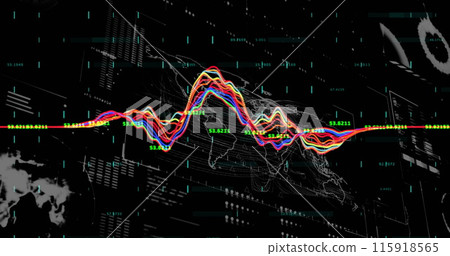 Image of world map over data processing Image of world map over data processing 115918565