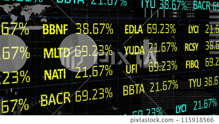 Image of stock market over data processing Image of stock market over data processing 115918566