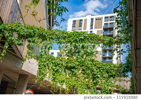 New apartment houses with integrated landscaping. Luxury housing near park. 115918980