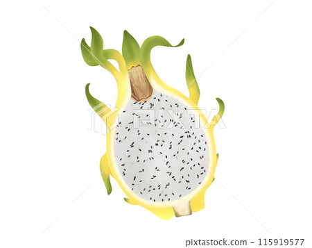 Golden dragon dragon fruit cut in half 115919577