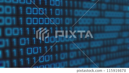 Image of camera icon over binary coding Image of camera icon over binary coding 115919878