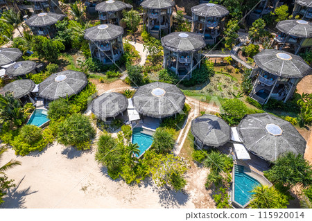 Aerial view of paradise beach resort in koh yao noi, Phang Nga, Thailand 115920014