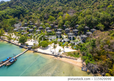 Aerial view of paradise beach resort in koh yao noi, Phang Nga, Thailand 115920090