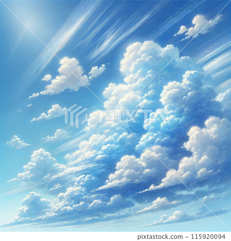 當您穿過雲層之間的空間時，另一邊是藍天 115920094