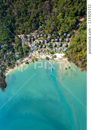 Aerial view of paradise beach resort in koh yao noi, Phang Nga, Thailand 115920151