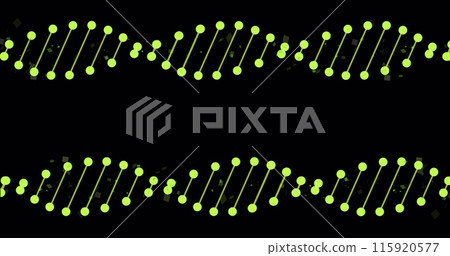 Image of dna strands with light spots on black background Image of dna strands with light spots on black background 115920577