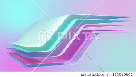 Image of pink to blue gradient layers waving over gradient background 115920641