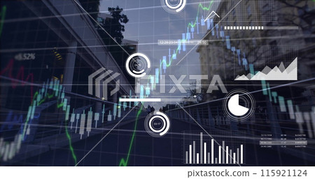 Image of data processing over cityscape 115921124