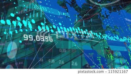 Image of data processing over cityscape Image of data processing over cityscape 115921167