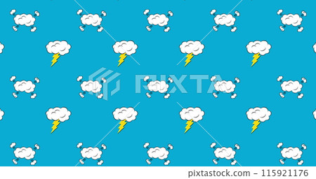 Image of clouds with lightning moving on blue background 115921176