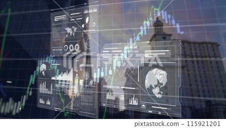 Image of data processing over cityscape 115921201