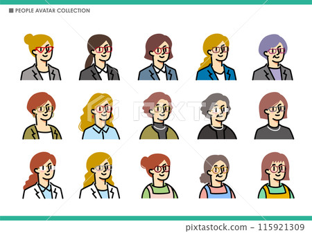 Set of simple women icons Set of simple women icons 115921309