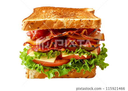 Delightful sandwich with fresh vegetables, meat and whole grain bread, perfect for a healthy meal 115921466