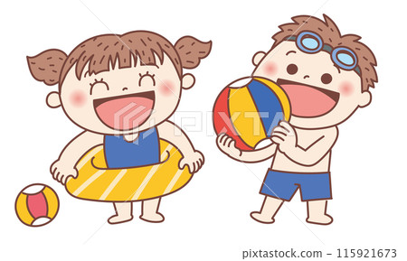 Children in swimsuits 115921673