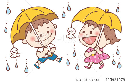 打著雨傘的孩子們 115921679