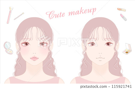 一個化著可愛妝容的女人的插圖 115921741