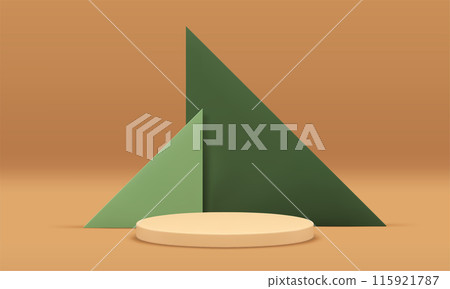 3d beige cylinder podium with green triangle wall background realistic vector illustration 3d beige cylinder podium with green triangle wall background realistic vector illustration 115921787