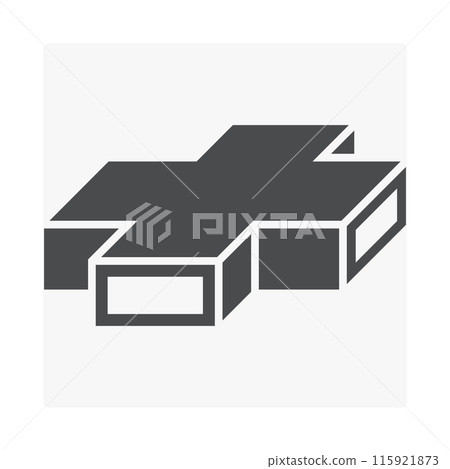 4 way duct parts vector icon, black silhouette. 4 way duct parts vector icon, black silhouette. 115921873
