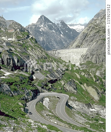 Mountains background. High mount, rocks and hills landscape 115921912