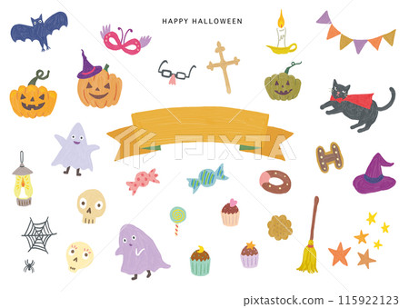 Cute Halloween hand-drawn illustration collection 115922123