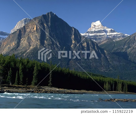 Mountains background. High mount, rocks and hills landscape 115922219