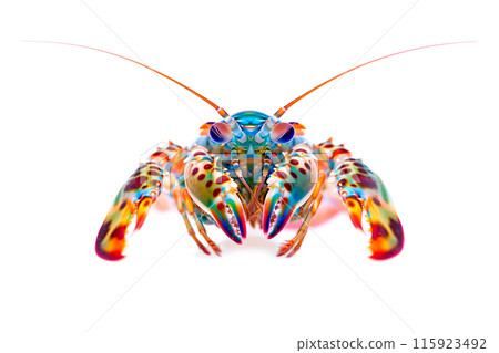 Red cooked mantis shrimp or prawn isolated on white background with clipping path Red cooked mantis shrimp or prawn isolated on white background with clipping path 115923492