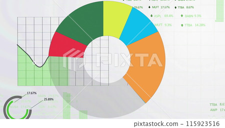 Image of statistics and financial data processing over grid Image of statistics and financial data processing over grid 115923516