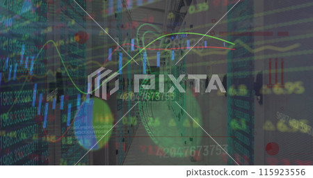Image of data processing over server room Image of data processing over server room 115923556