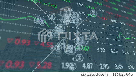 Image of data processing over cityscape Image of data processing over cityscape 115923649