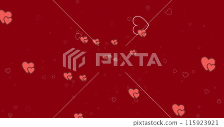 Image of hearts floating over red background 115923921