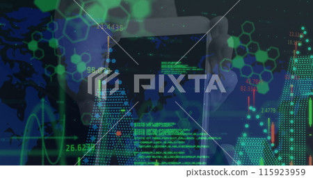 Image of financial data processing over payment terminal Image of financial data processing over payment terminal 115923959