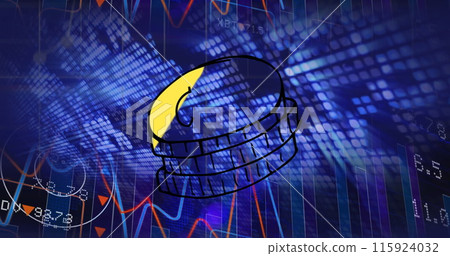 Image of globe over financial data processing 115924032