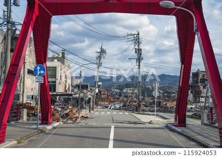 2020年能登半島地震：輪島焦土街景 115924053
