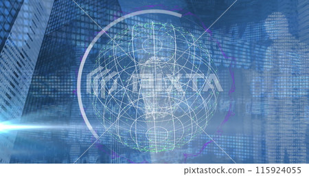 Image of globe over financial data processing Image of globe over financial data processing 115924055