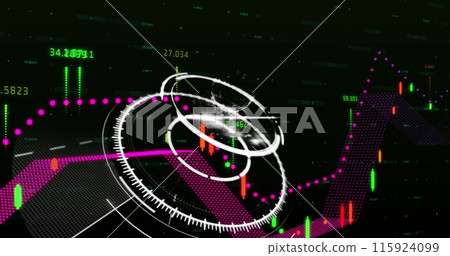 Image of globe over financial data processing 115924099